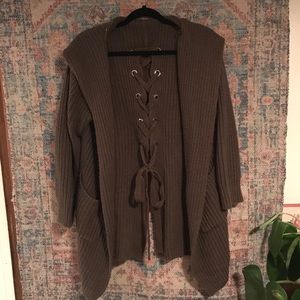 Forest Green Lace Back Cardigan